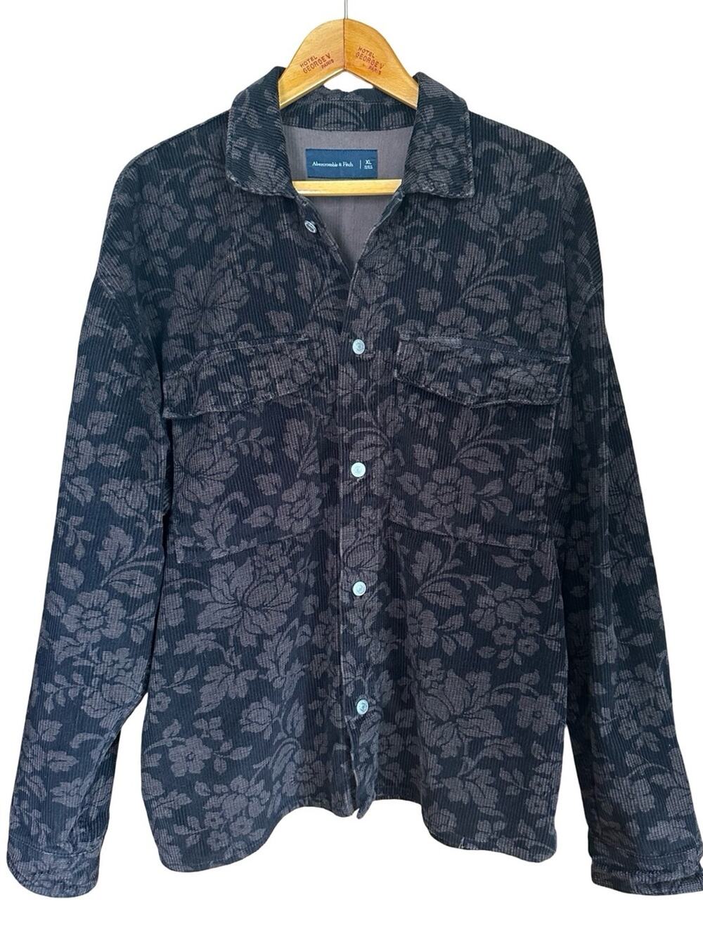 Abercrombie & Fitch Men’s Floral Corduroy 100% Cotton Button Down Shirt XL